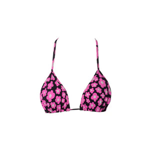 TOP TRIÁNGULO FLORES ROSA CON NEGRO