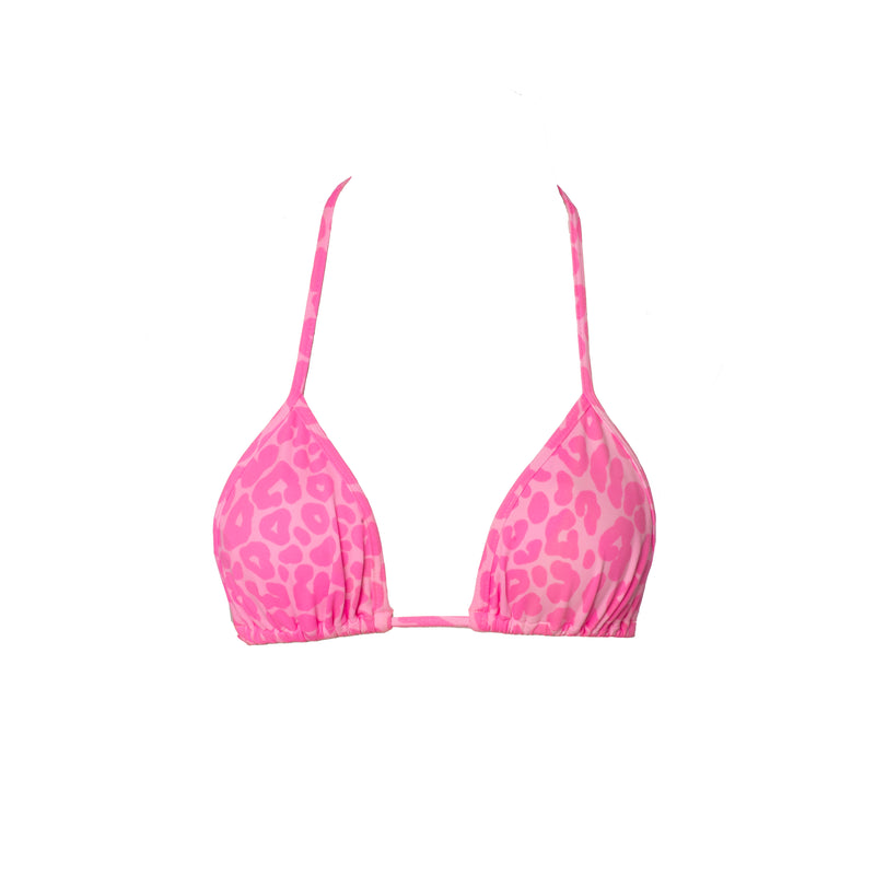 TOP TRIÁNGULO LEOPARDO ROSA BARBIE