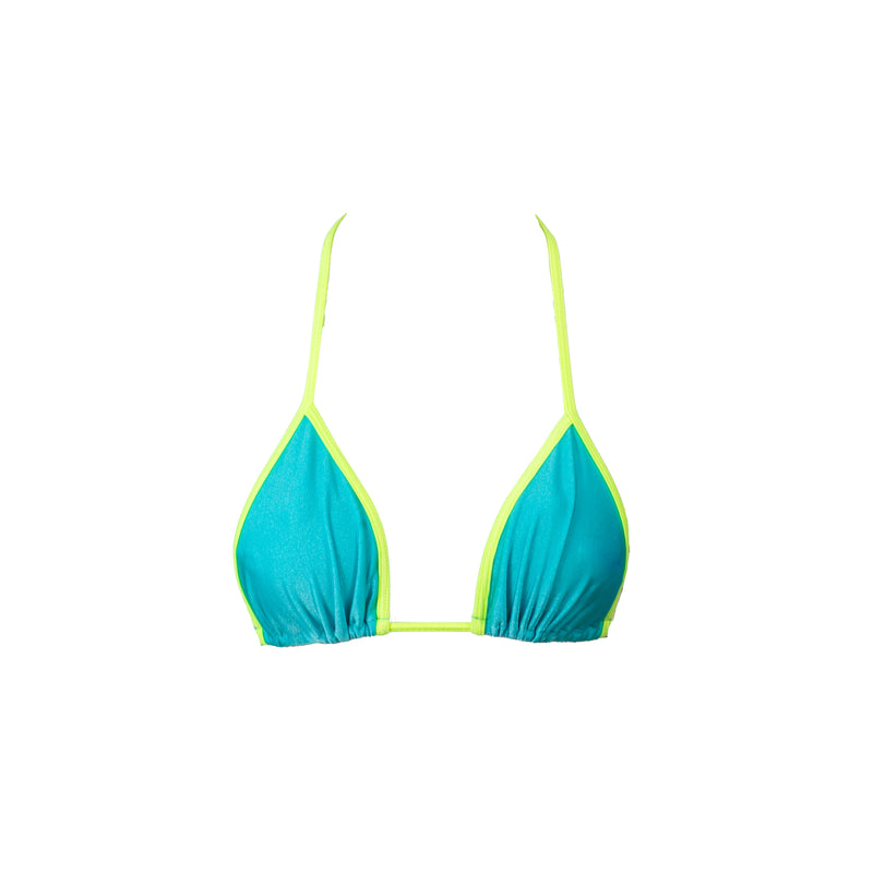 TOP TRIÁNGULO BICOLOR SHINE AZUL CON VERDE