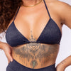 TOP TRIÁNGULO LUREX AZUL MARINO
