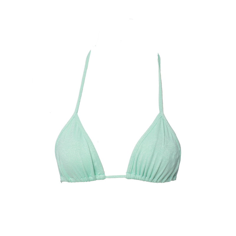 TOP TRIÁNGULO LUREX TURQUESA
