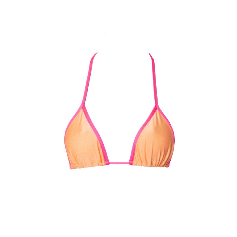 TOP TRIÁNGULO BICOLOR SHINE NARANJA CON ROSA