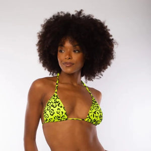 TOP TRIÁNGULO LEOPARDO VERDE NEON