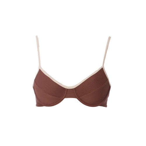 TOP CON ARO MARRON CON OFF WHITE