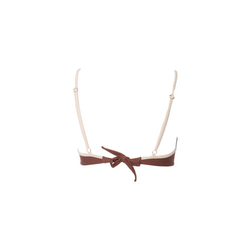 TOP CON ARO MARRON CON OFF WHITE