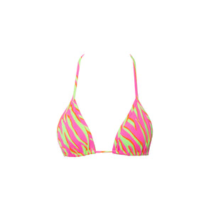 TOP TRIÁNGULO CEBRA ROSA CON VERDE NEON