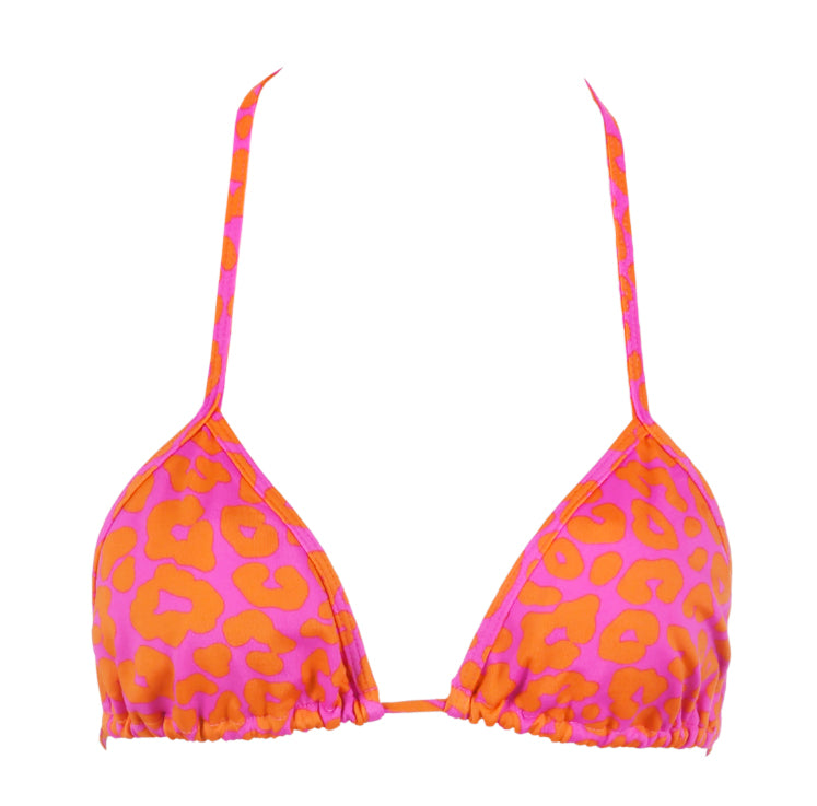 TOP TRIÁNGULO LEOPARDO ROSA CON NARANJA