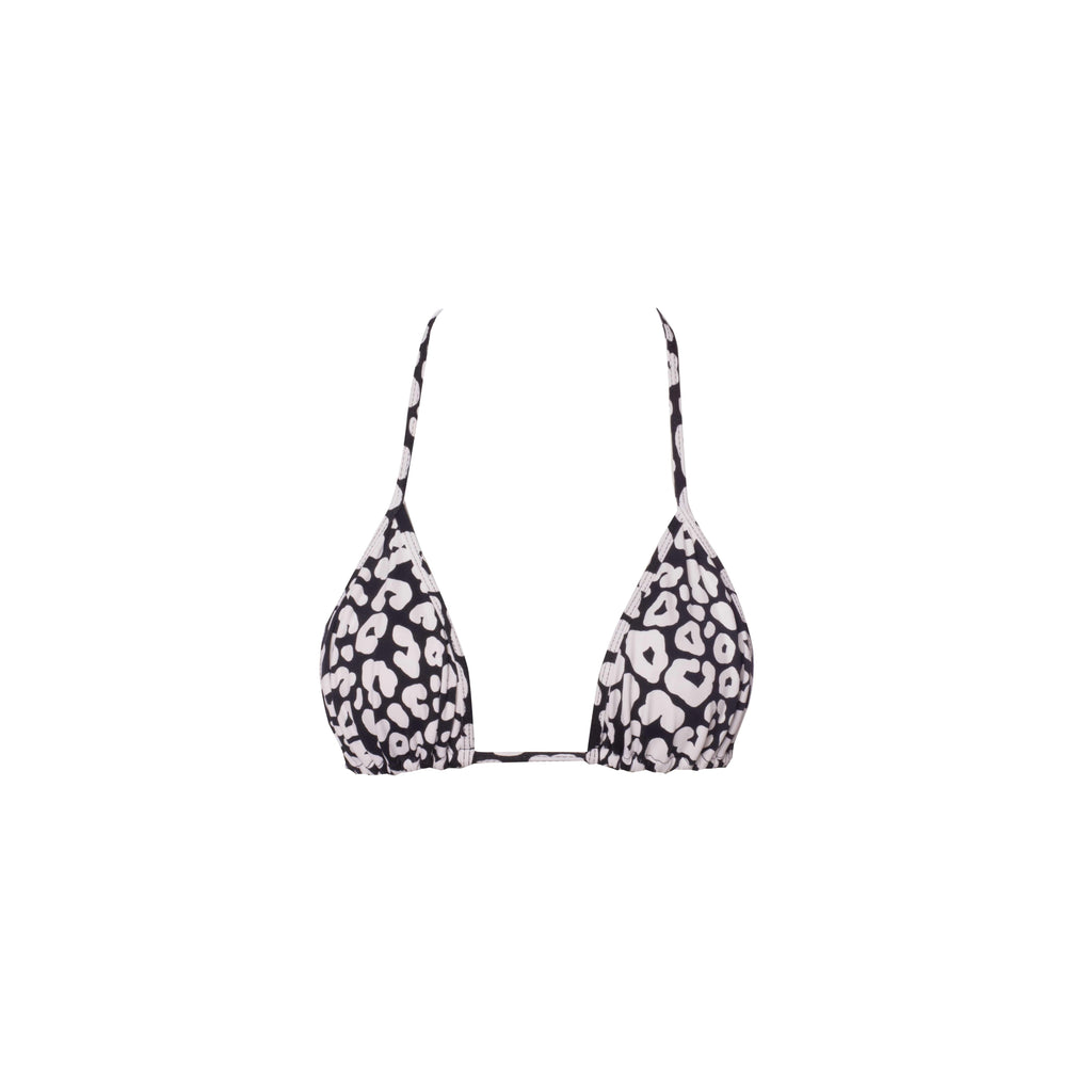 TOP TRIÁNGULO ANILLO LEOPARDO NEGRO CON BLANCO