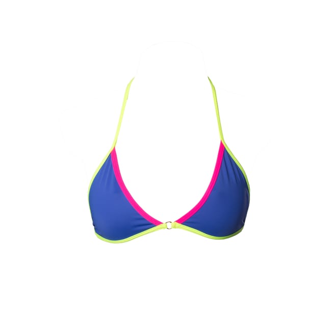TOP FIJO TRIÁNGULO AZUL CON ROSA Y AMARILLO NEON