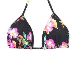 TOP TRIÁNGULO FLORAL NEGRO