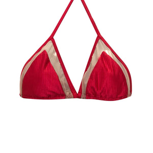 TOP TRIÁNGULO CON TRANSPARENCIA TEXTURIZADO ROJO
