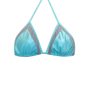TOP TRIÁNGULO CON TRANSPARENCIA TEXTURIZADO TURQUESA