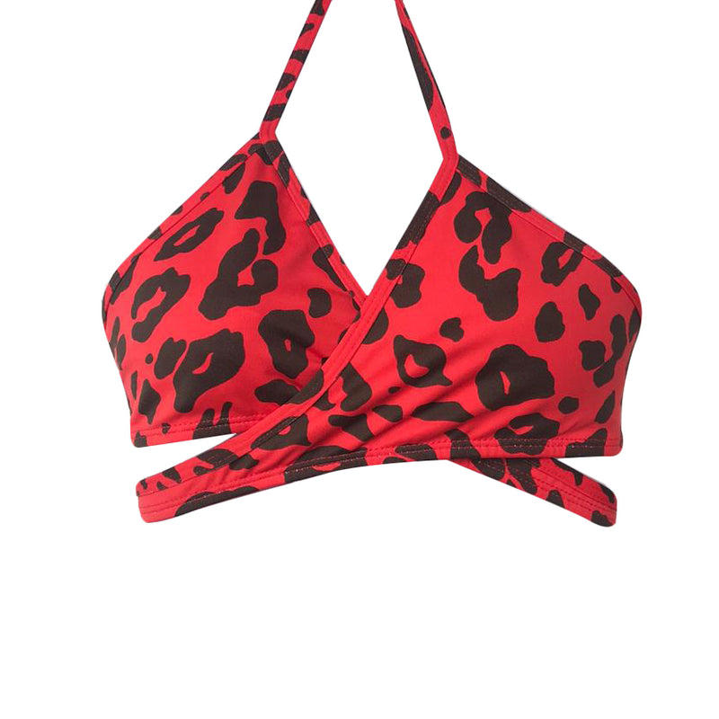 TOP CRUZADO ANIMAL PRINT ROJO