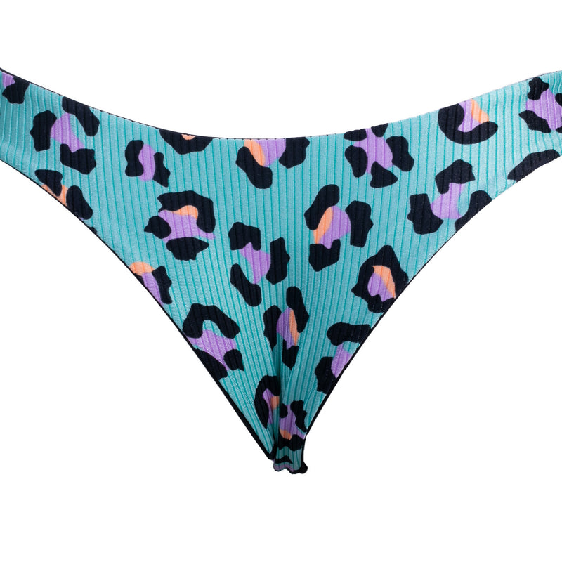 TANGA ASA DELTA TEXTURIZADO ANIMAL PRINT TURQUESA