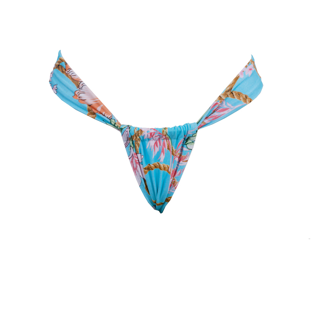 TANGA CORTINA FLORAL AZUL