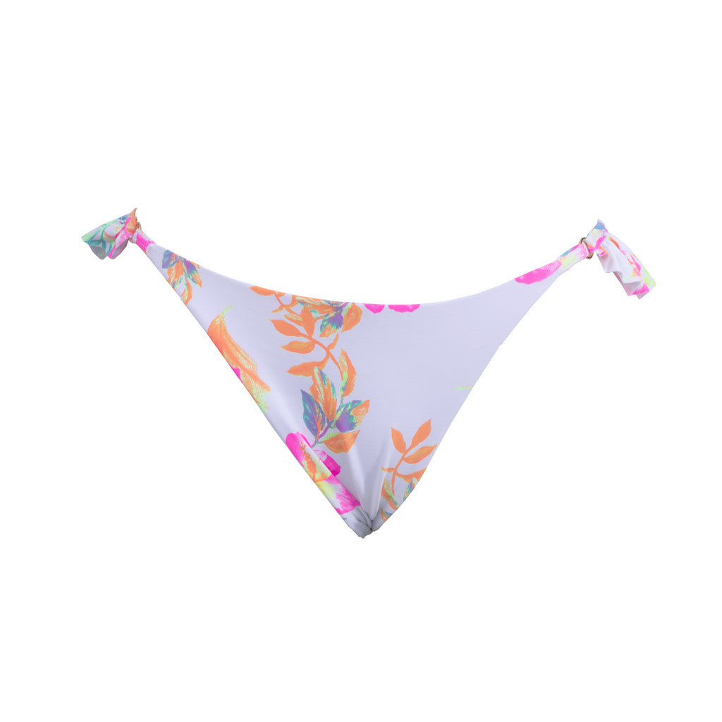 TANGA VOLANTE FLORAL BLANCO NARANJA