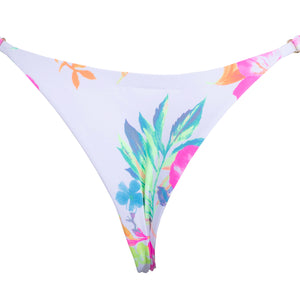 TANGA VOLANTE FLORAL BLANCO NARANJA