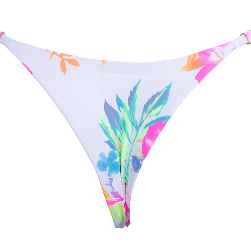 TANGA VOLANTE FLORAL BLANCO NARANJA