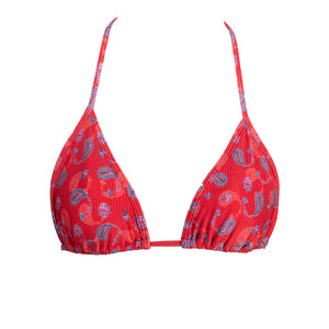 TOP TRIÁNGULO TEXTURIZADO PAISLEY ROJO