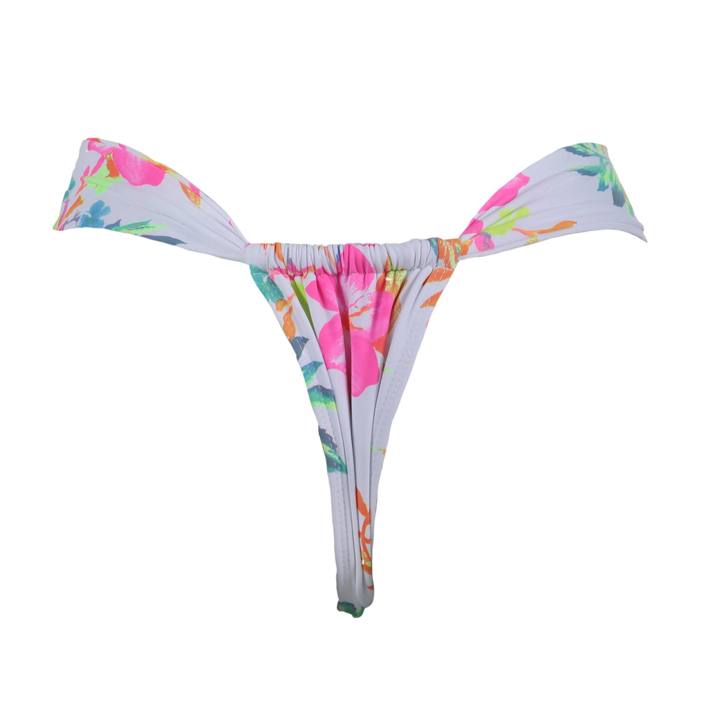 TANGA CORTINA FLORAL NEON BLANCO