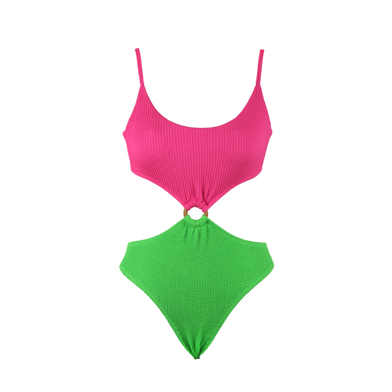 BODY ARGOLA TWISTER ROSA CON VERDE NEON